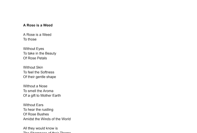 create a simple poem about a loved one or something you love